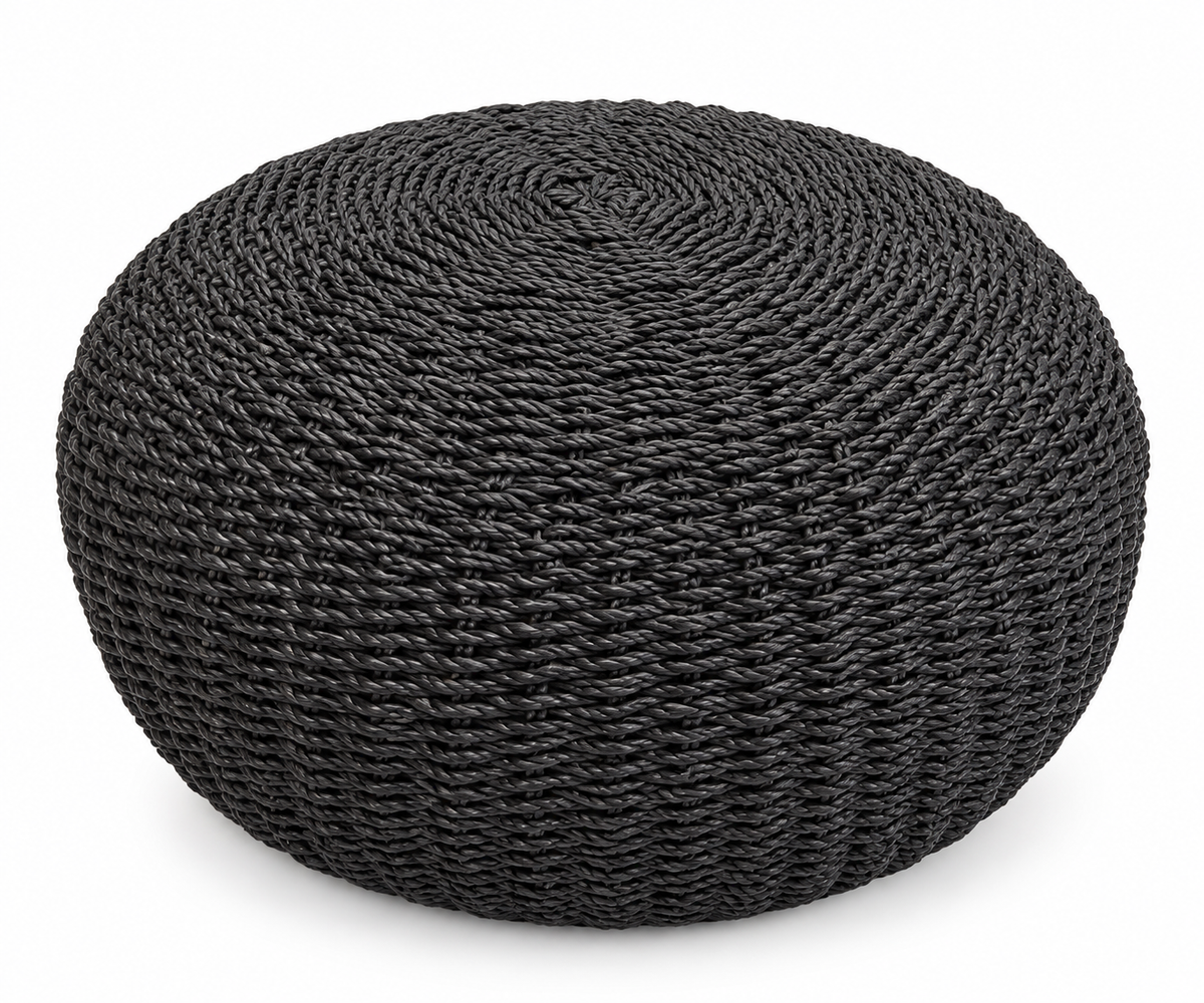 Raffia poef zwart