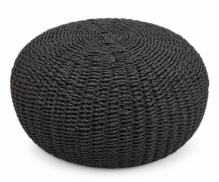 Raffia poef zwart