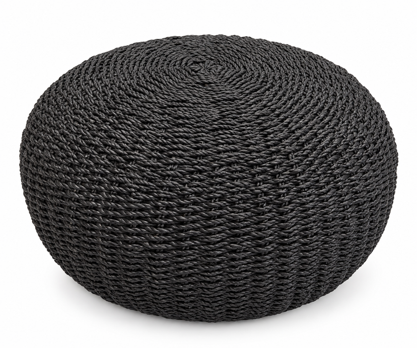 Raffia poef zwart